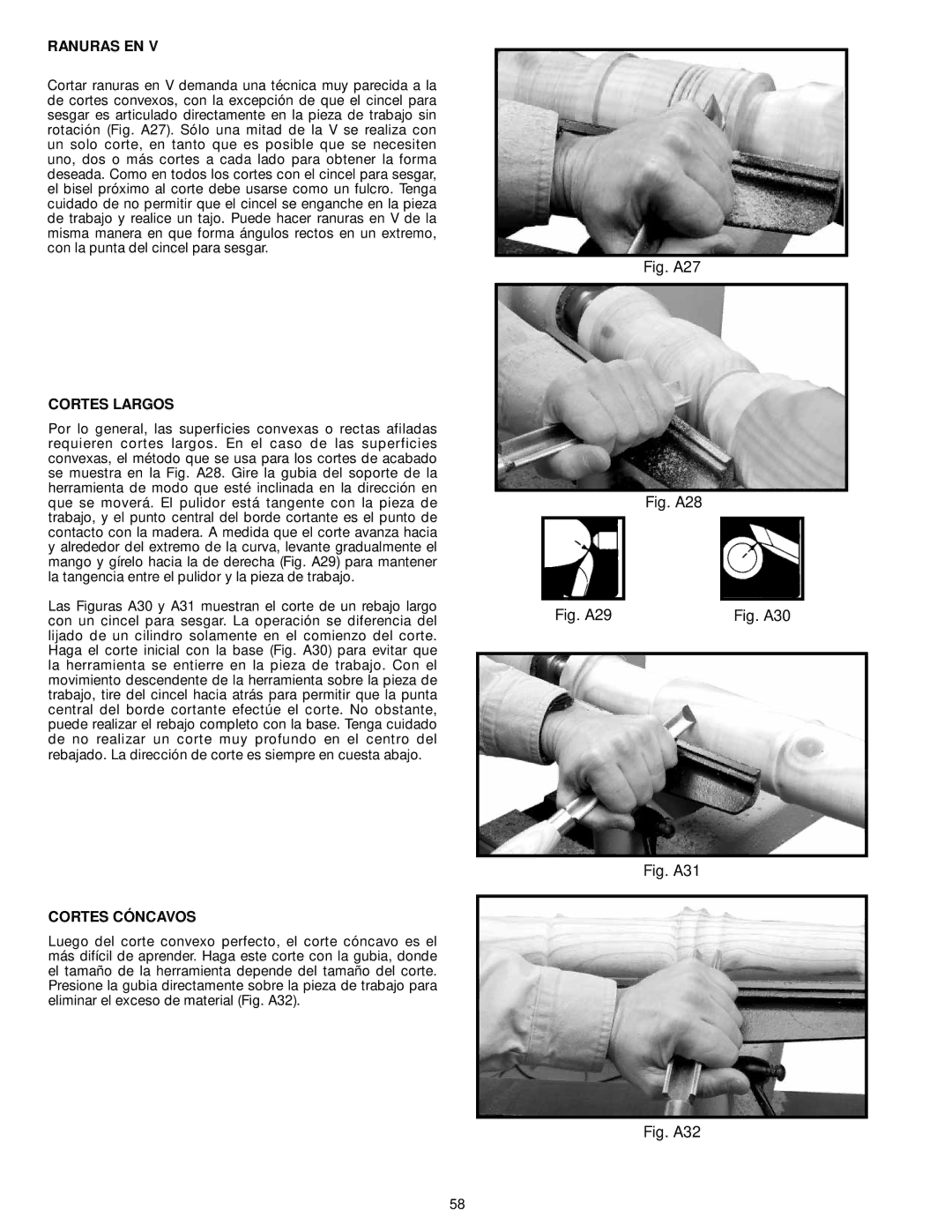 DeWalt LA200 instruction manual Ranuras EN, Cortes Largos, Cortes Cóncavos 