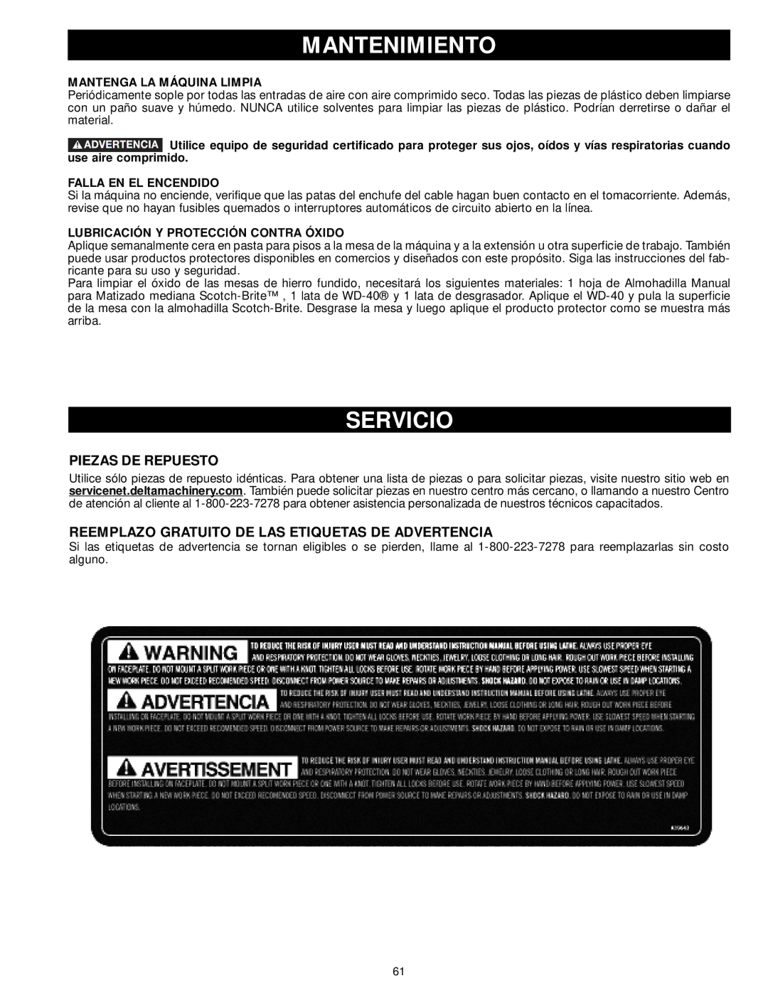 DeWalt LA200 instruction manual Mantenimiento, Servicio, Mantenga LA Máquina Limpia, Falla EN EL Encendido 