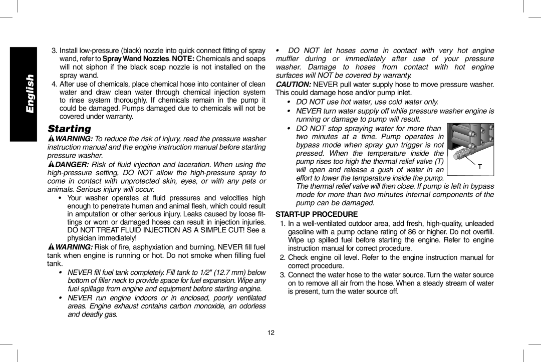 DeWalt N0003431, DPD3000IC instruction manual Starting, Start-up Procedure 