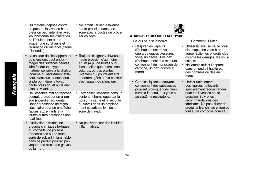 DeWalt N0003431 Du matériel déposé contre, De l’équipement et pro, Voquer une surchauffe et, Haute pression dans une 