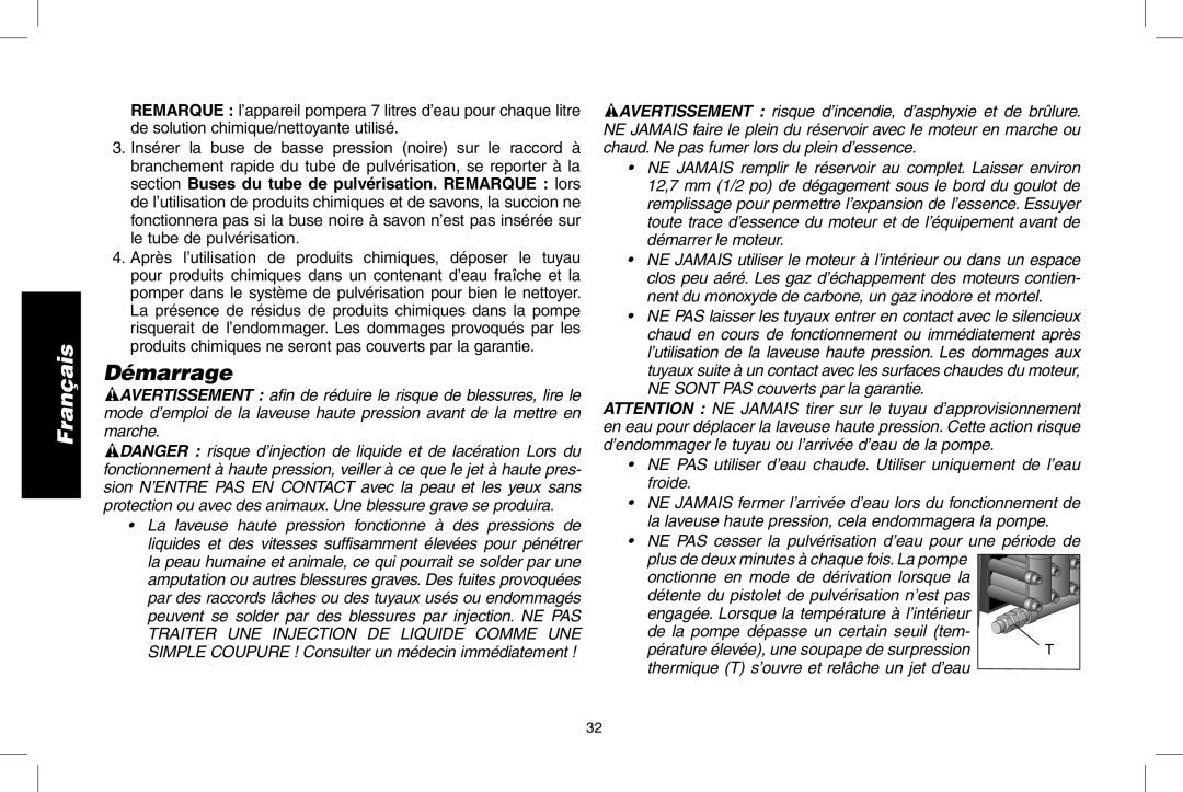 DeWalt N0003431, DPD3000IC instruction manual Démarrage 