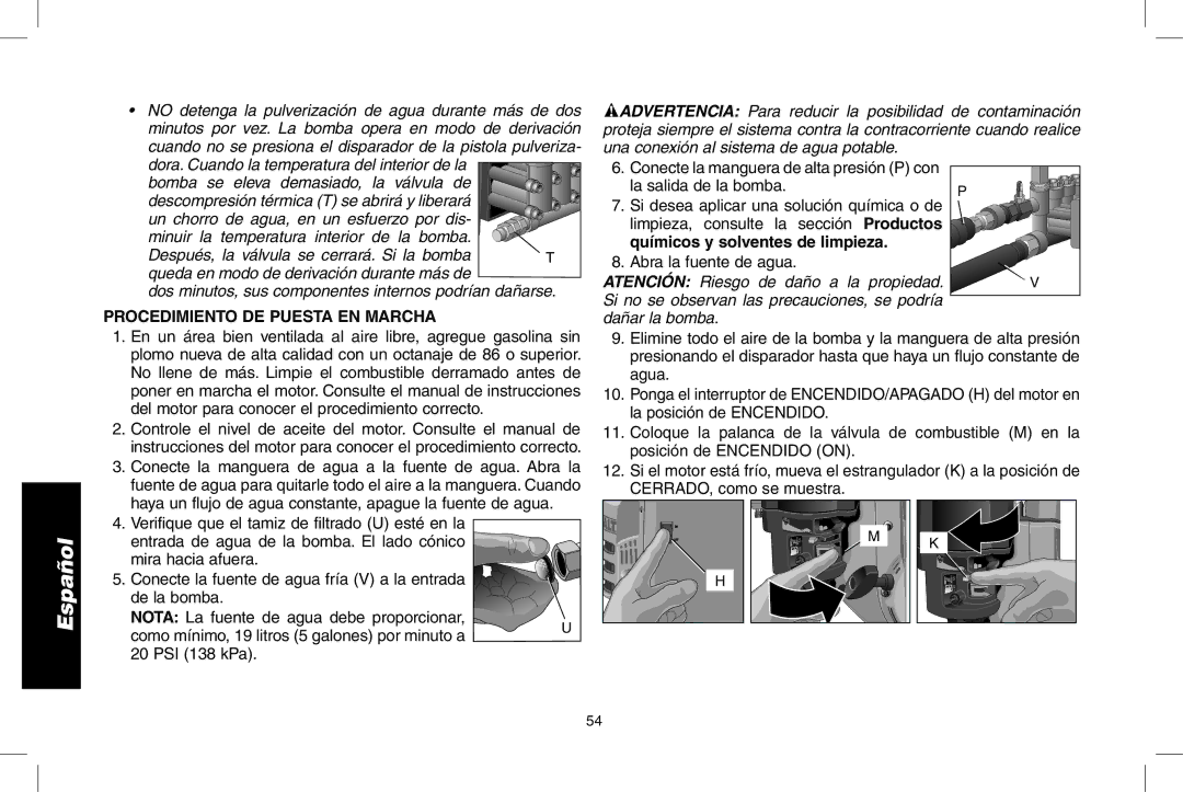 DeWalt N0003431, DPD3000IC instruction manual Procedimiento DE Puesta EN Marcha, Químicos y solventes de limpieza 