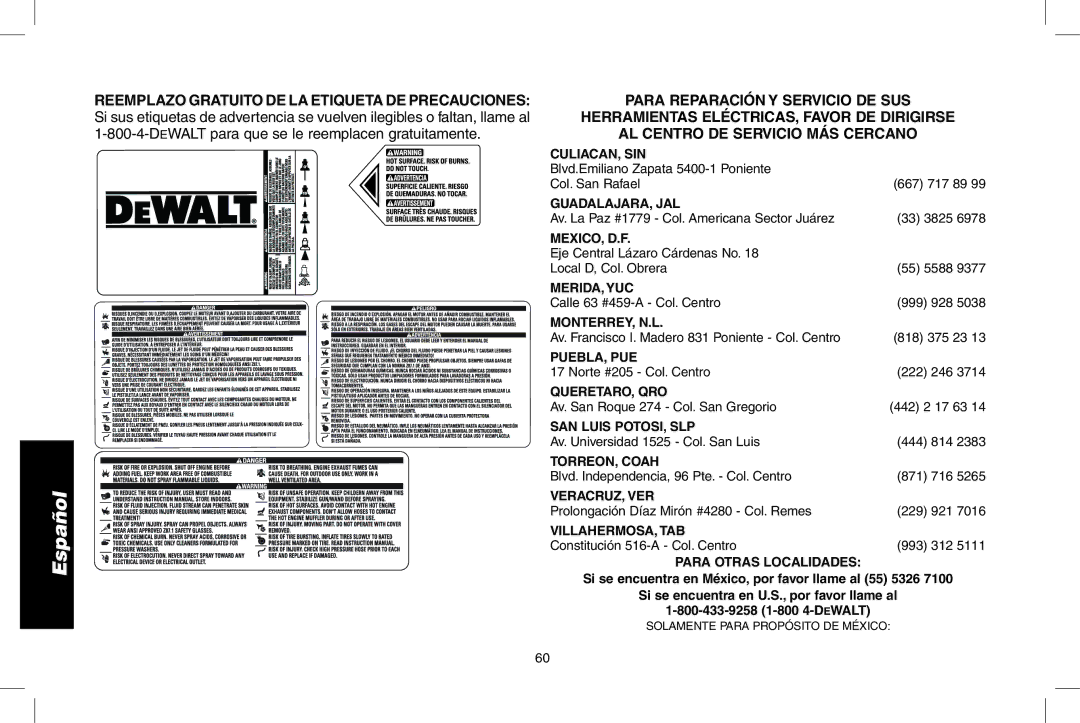 DeWalt N0003431, DPD3000IC instruction manual Culiacan, Sin 