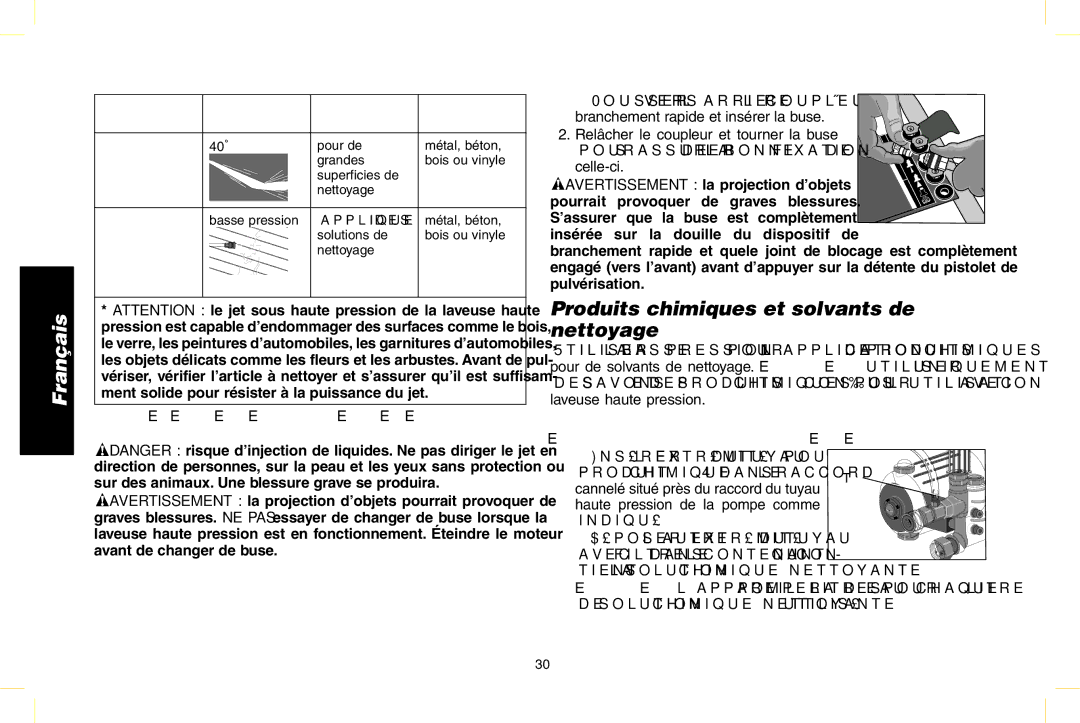 DeWalt N000589 Produits chimiques et solvants de nettoyage, Changement DES Buses SUR LE Tube DE Pulvérisation 