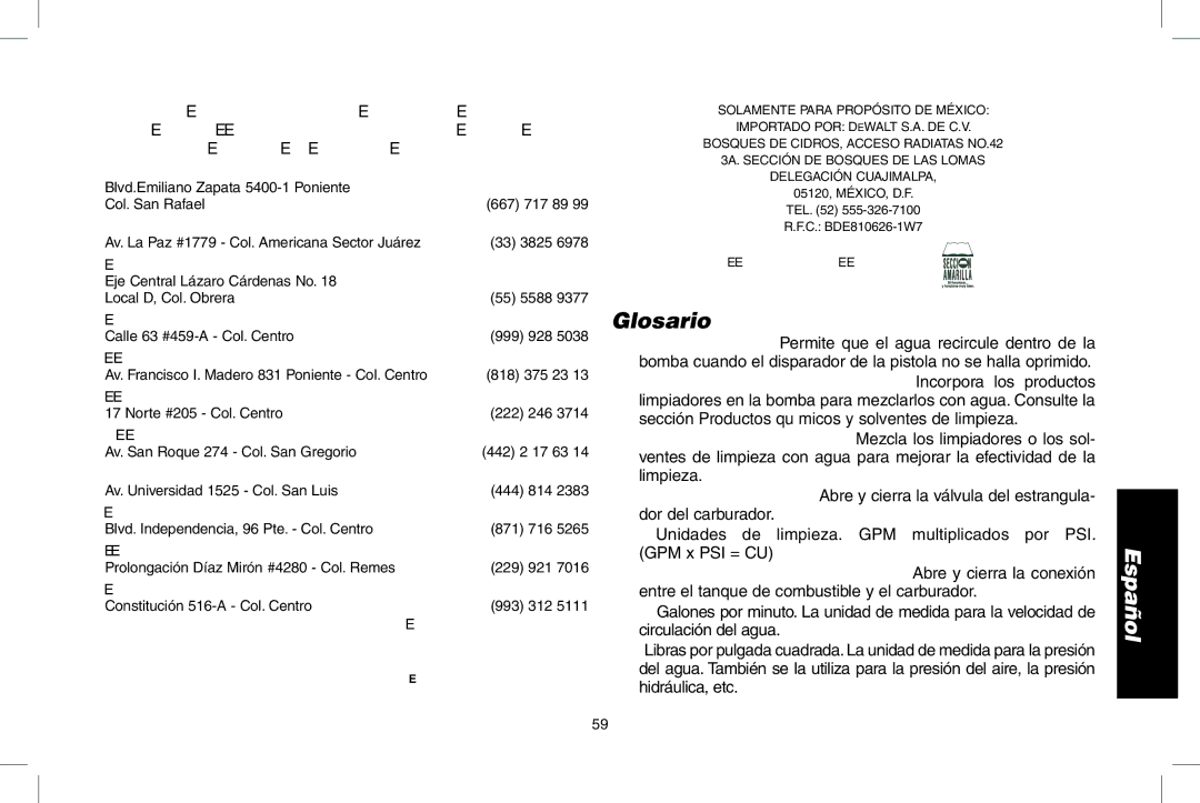 DeWalt N000589 instruction manual Glosario, Para Otras Localidades 