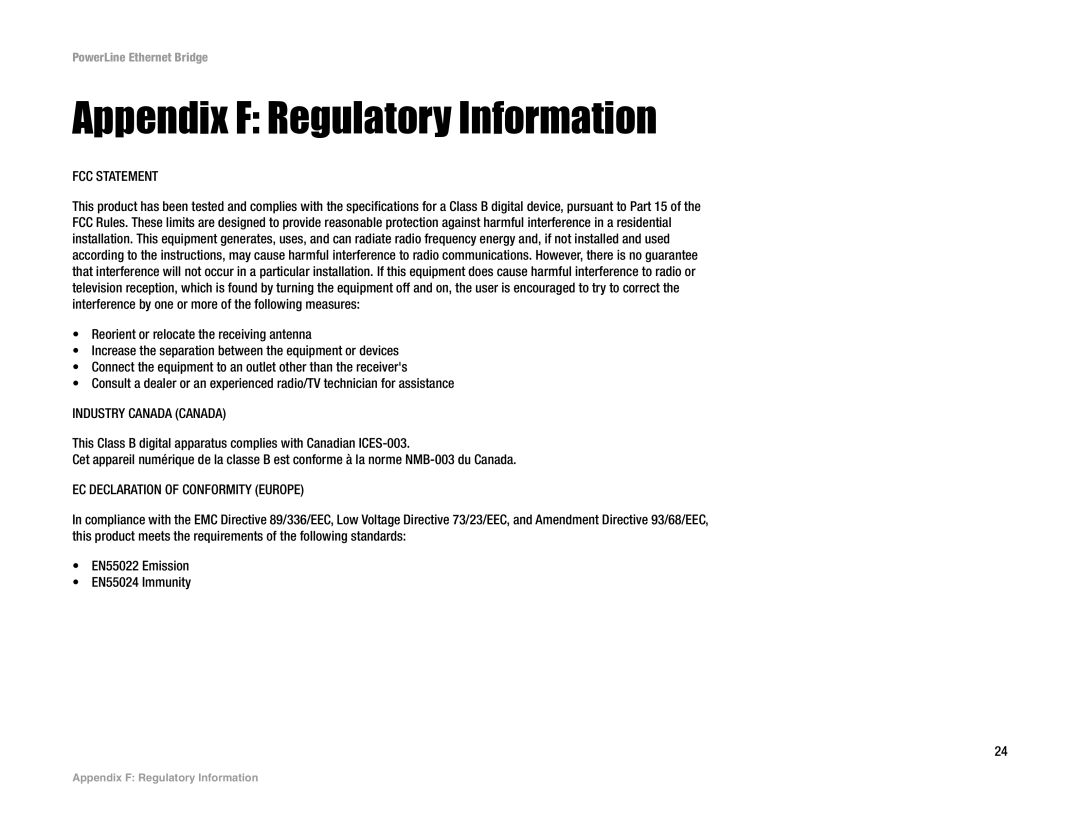 DeWalt PLEBR10 manual Appendix F Regulatory Information, FCC Statement 