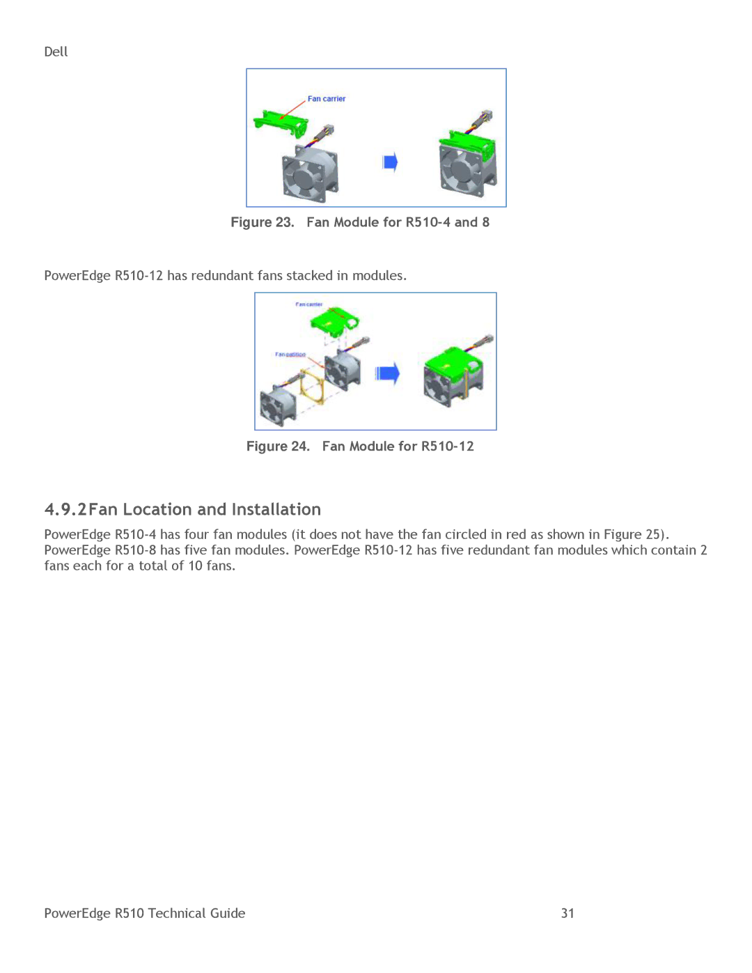 DeWalt manual 2Fan Location and Installation, Fan Module for R510-4 