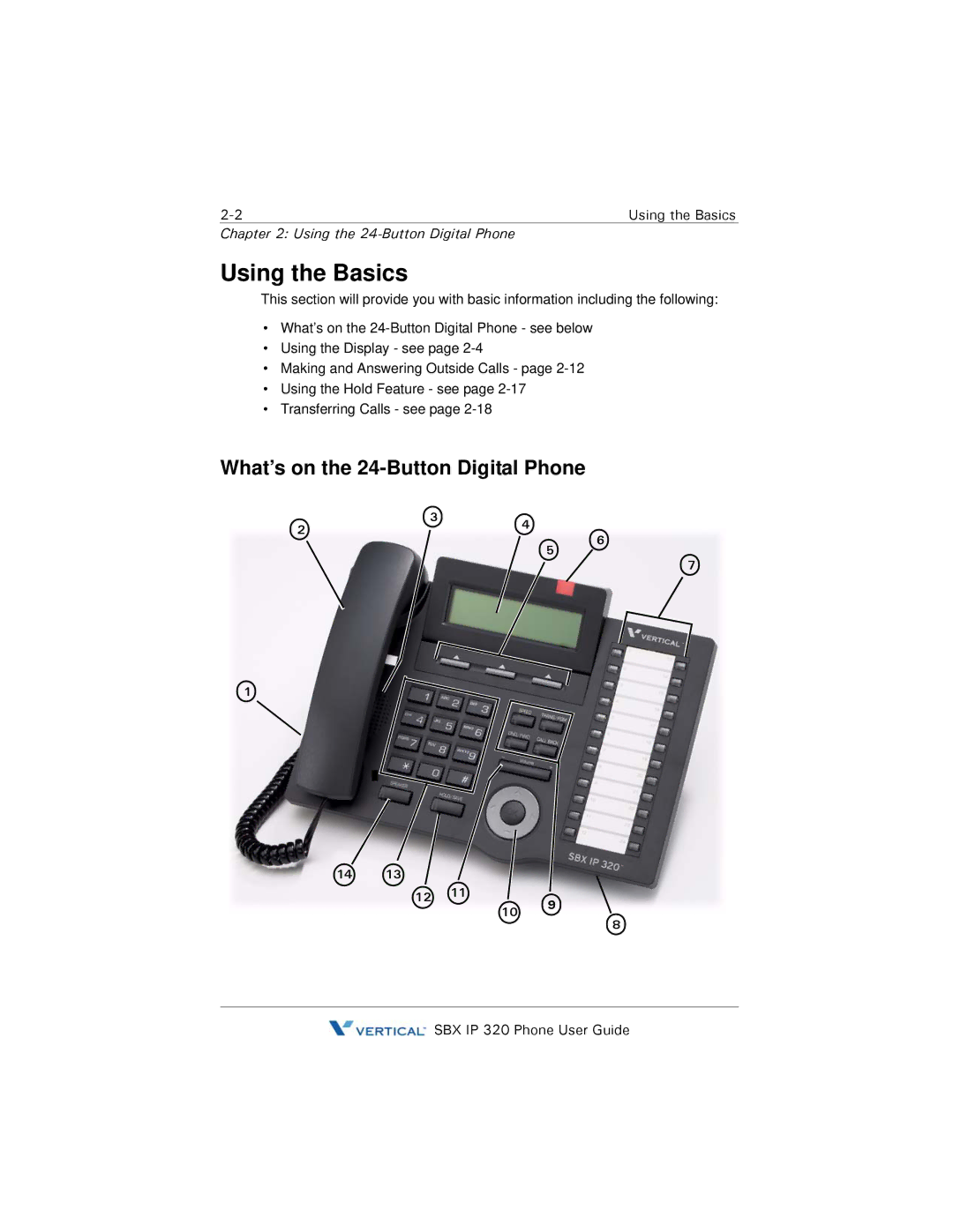 DeWalt SBX IP 320 manual Using the Basics, What’s on the 24-Button Digital Phone, Using the 24-Button Digital Phone 