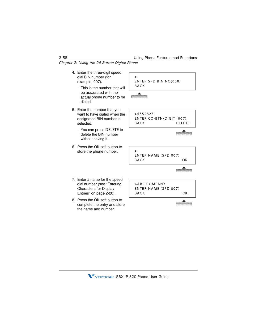 DeWalt SBX IP 320 manual Enter SPD BIN NO000 Back 