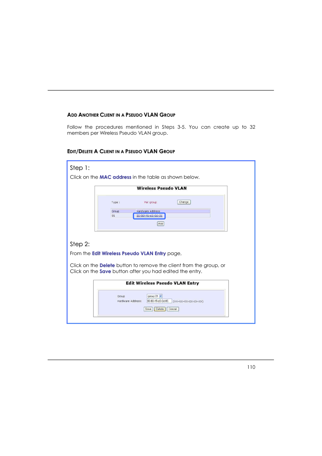 DeWalt WP54AG manual From the Edit Wireless Pseudo Vlan Entry 