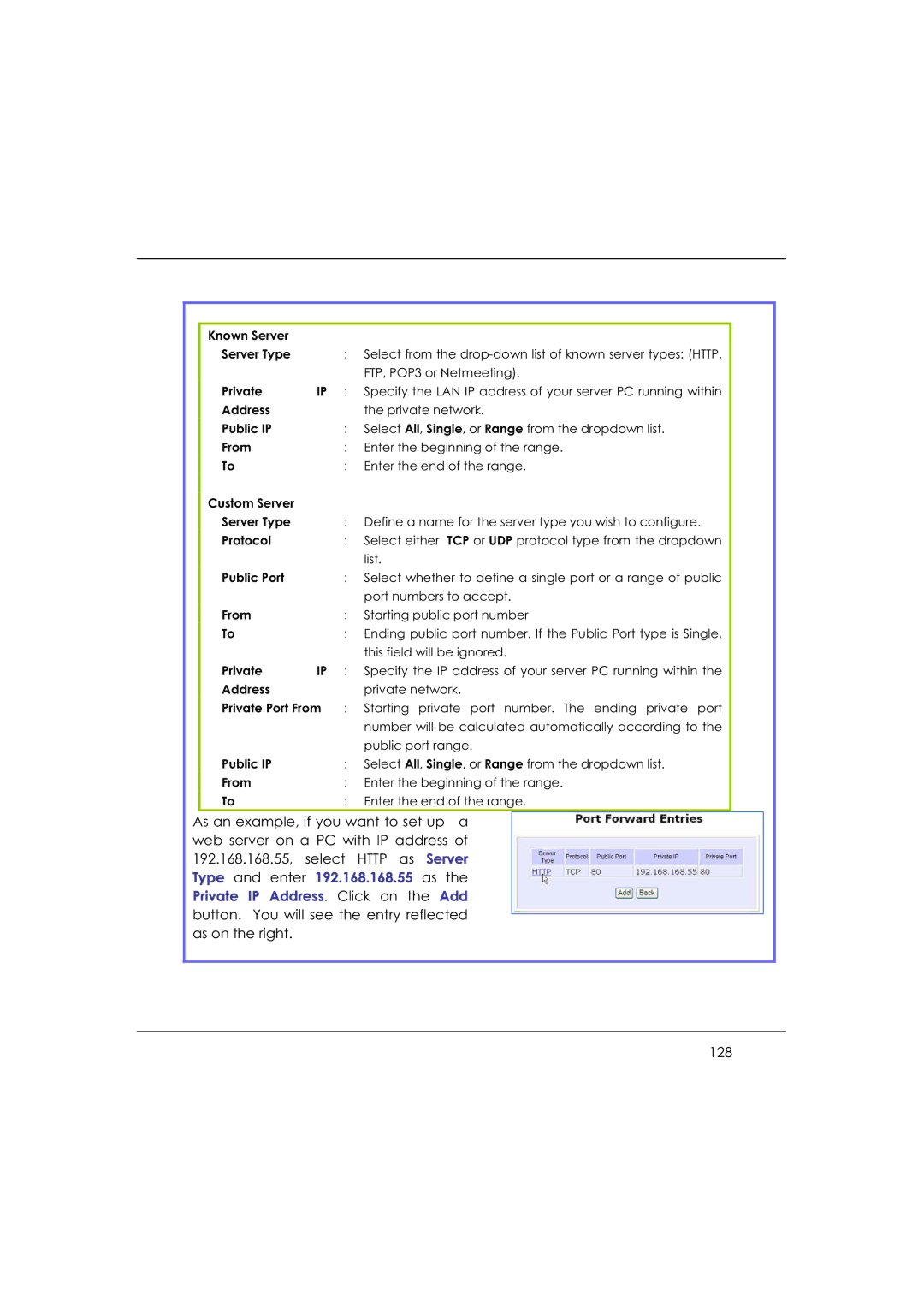 DeWalt WP54AG manual as Private IP Address. Click on the Add, Private Port From 