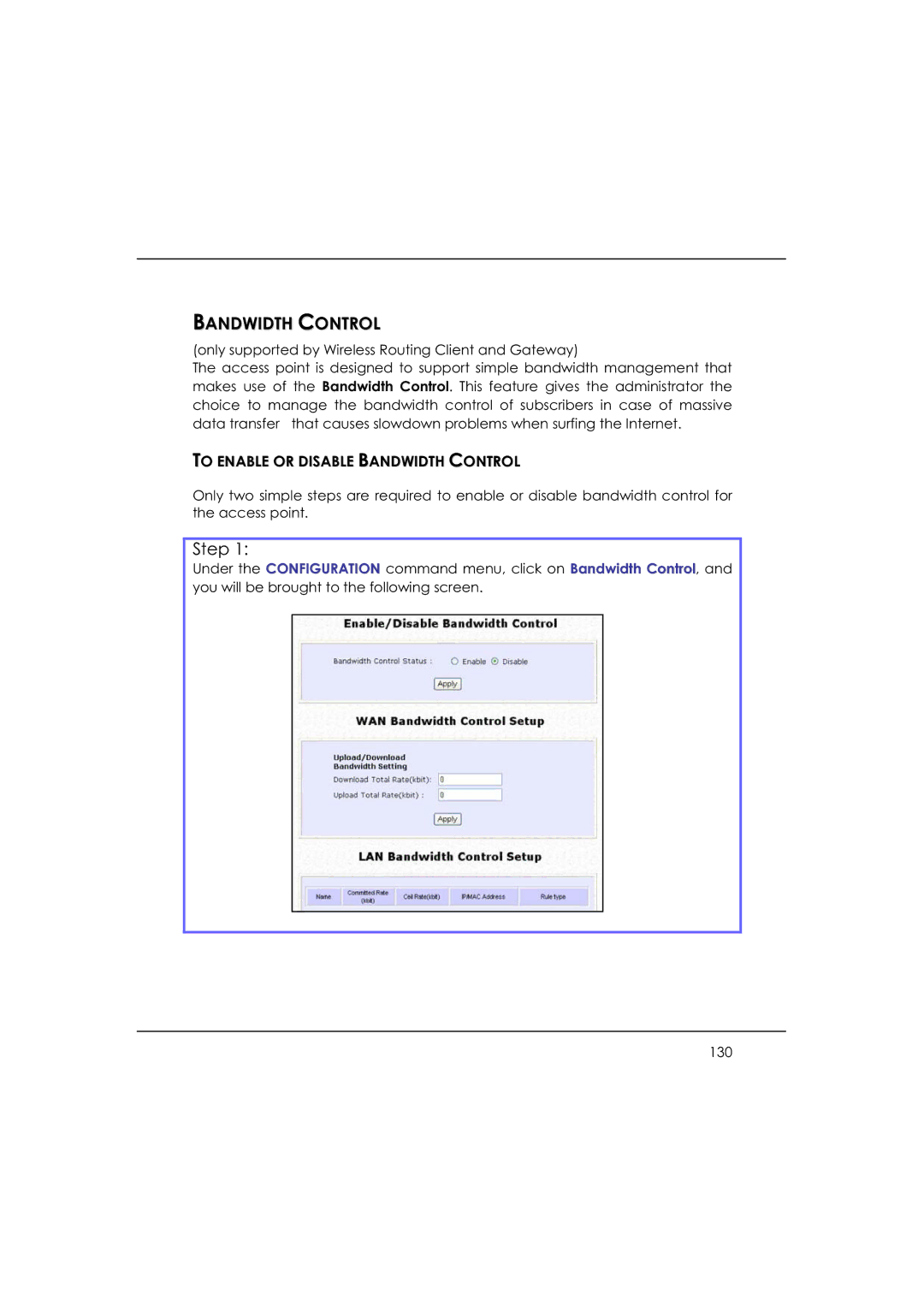 DeWalt WP54AG manual To Enable or Disable Bandwidth Control 