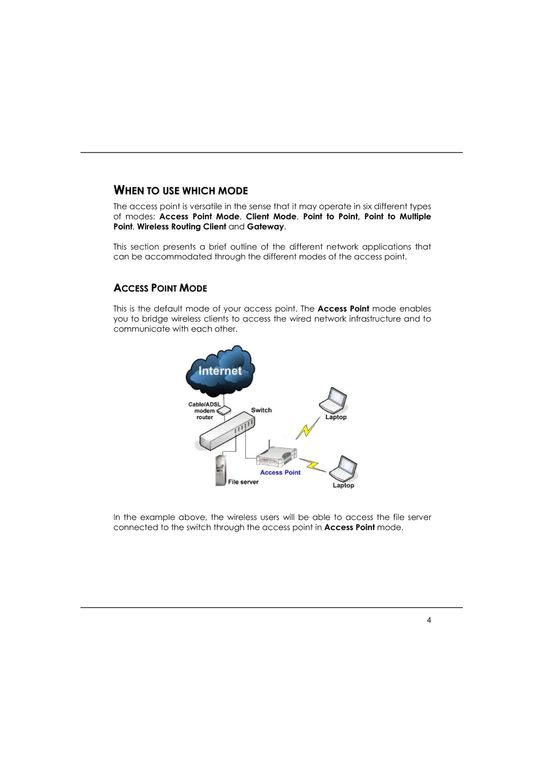 DeWalt WP54AG manual When to USE Which Mode, Access Point Mode 