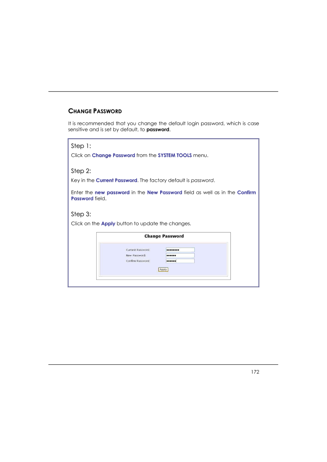 DeWalt WP54AG manual Click on Change Password from the System Tools menu 