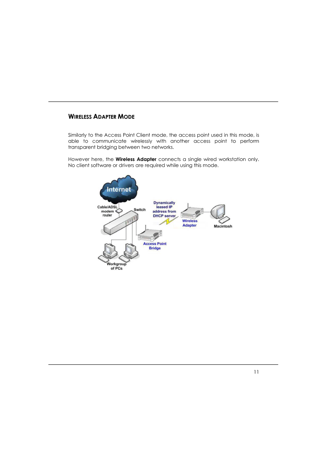 DeWalt WP54AG manual Wireless Adapter Mode 