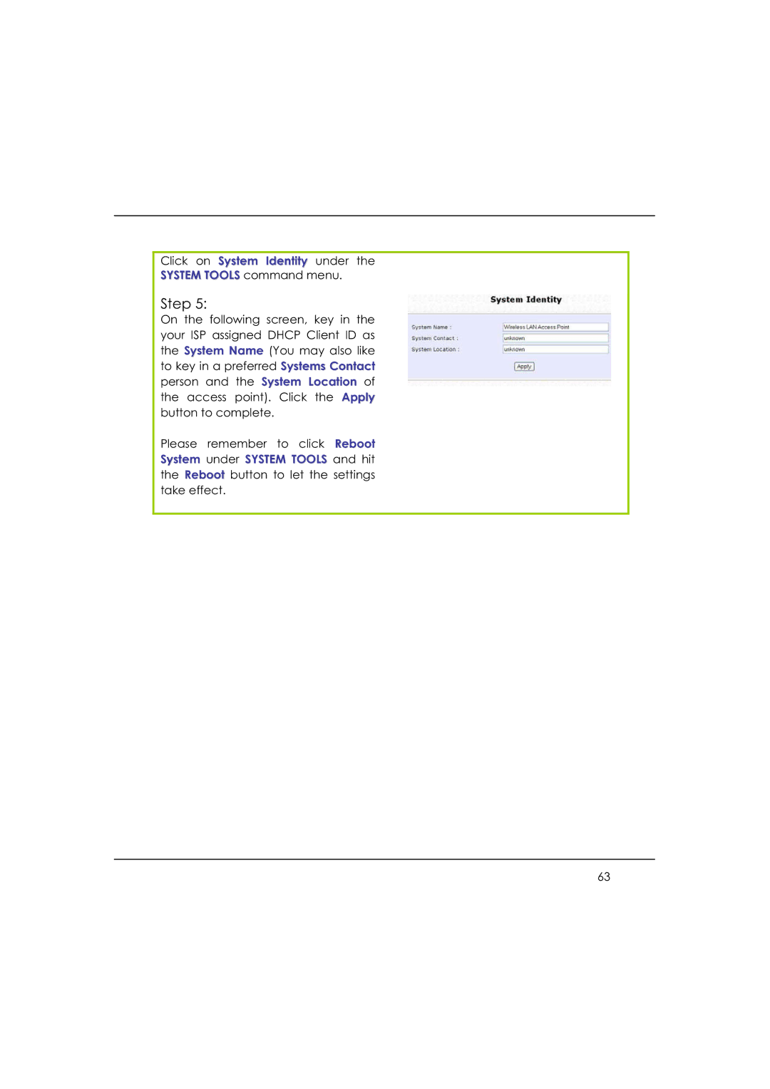 DeWalt WP54AG manual Click on System Identity under the System Tools command menu 