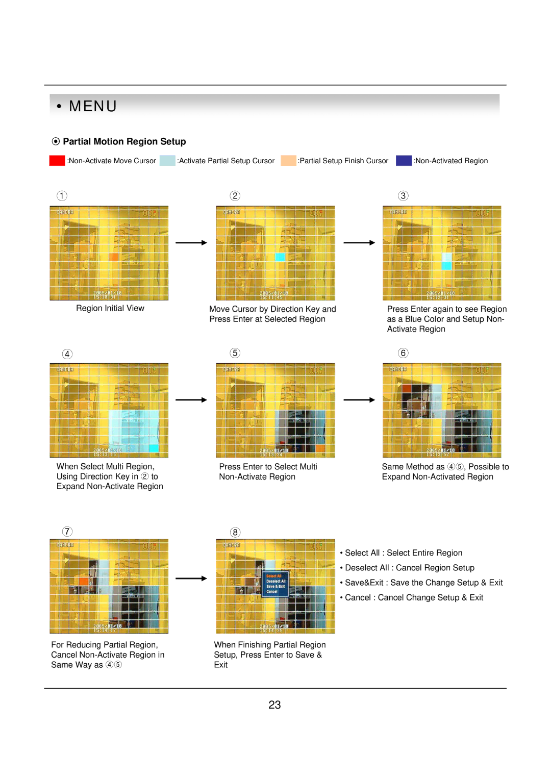 deXlan 047200 user manual ⊙ Partial Motion Region Setup 