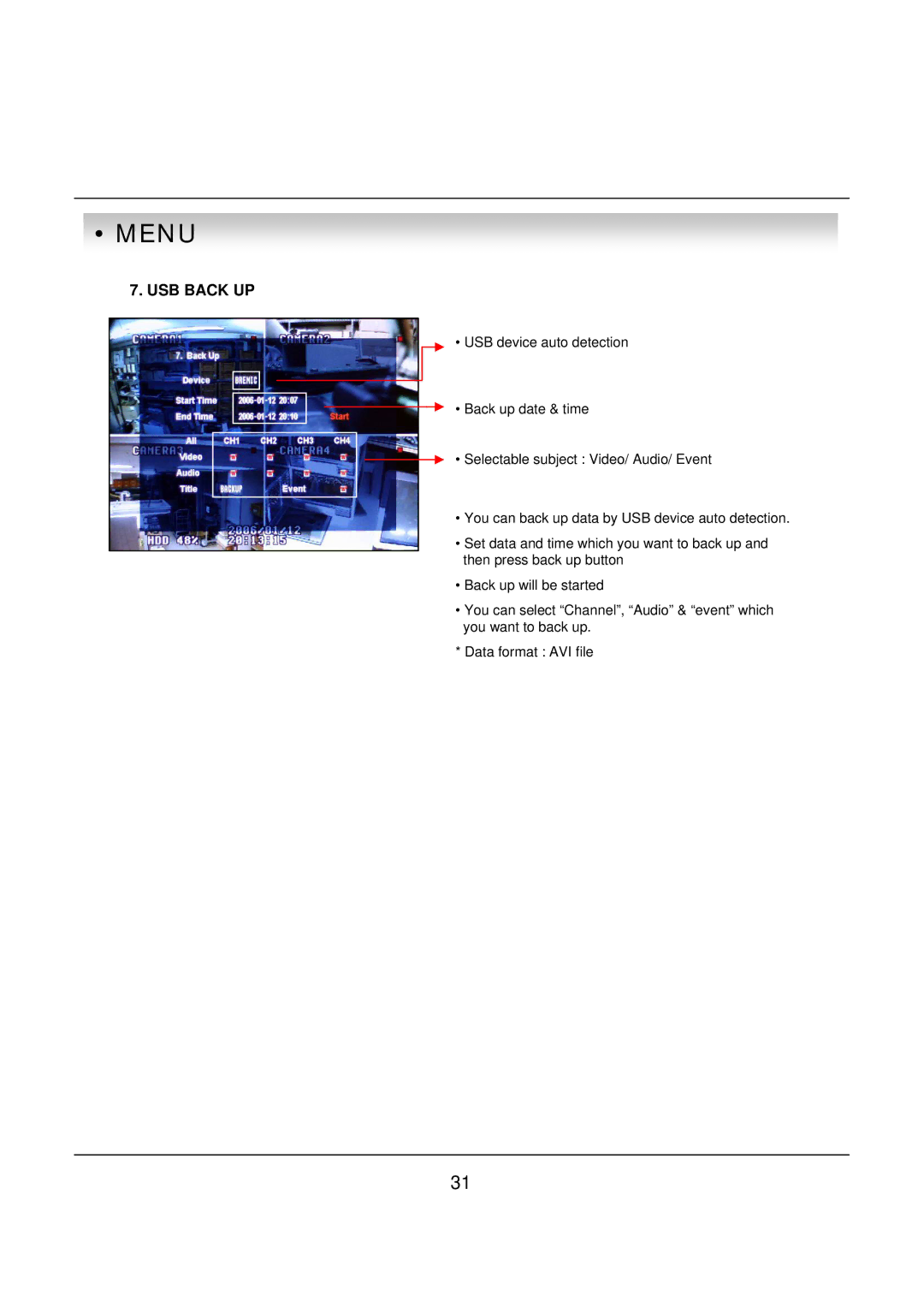 deXlan 047200 user manual USB Back UP 