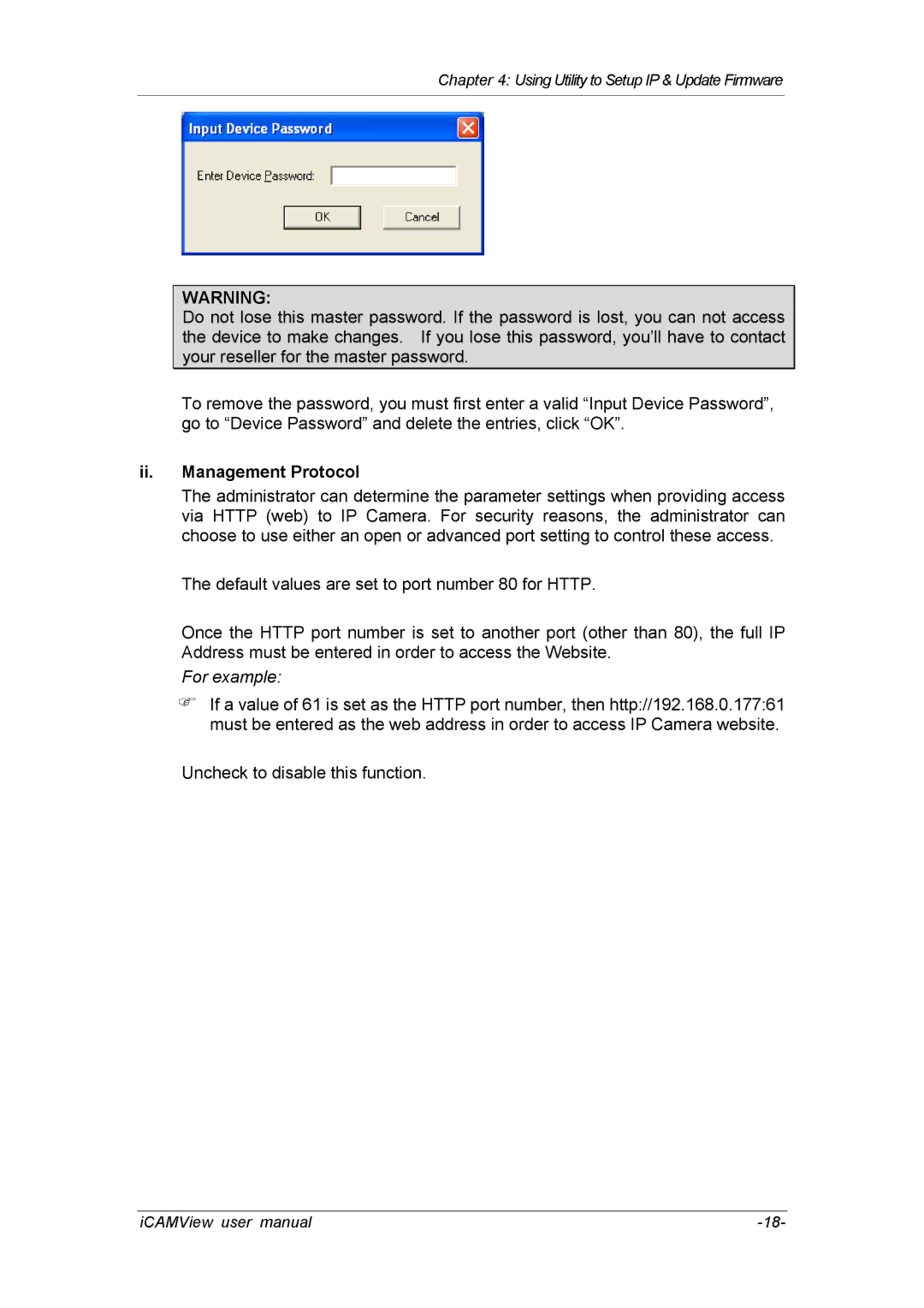 deXlan 050862 user manual Ii. Management Protocol, For example 