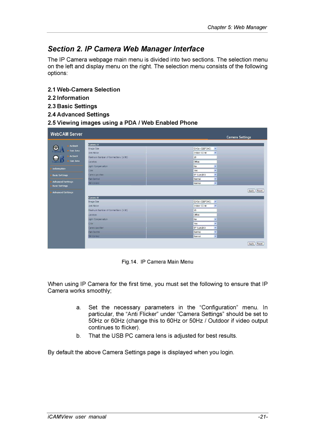 deXlan 050862 user manual IP Camera Web Manager Interface 