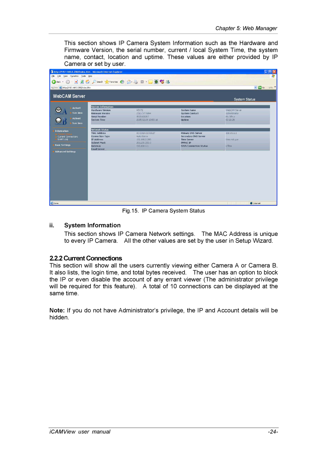 deXlan 050862 user manual Current Connections, Ii. System Information 