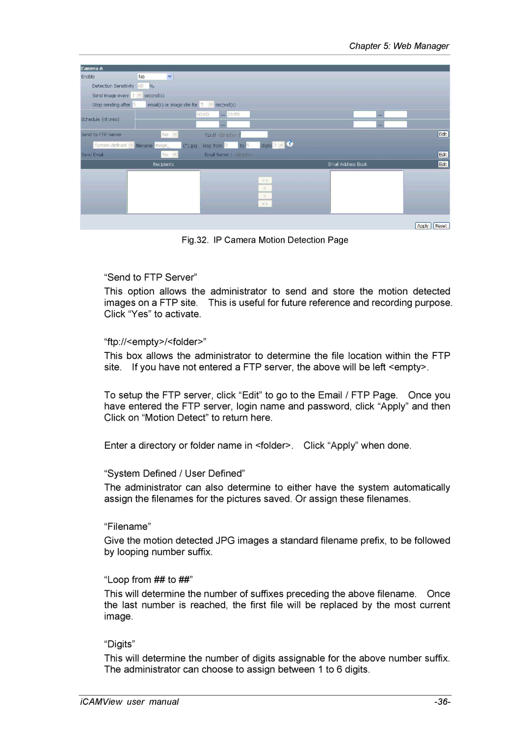 deXlan 050862 user manual IP Camera Motion Detection 