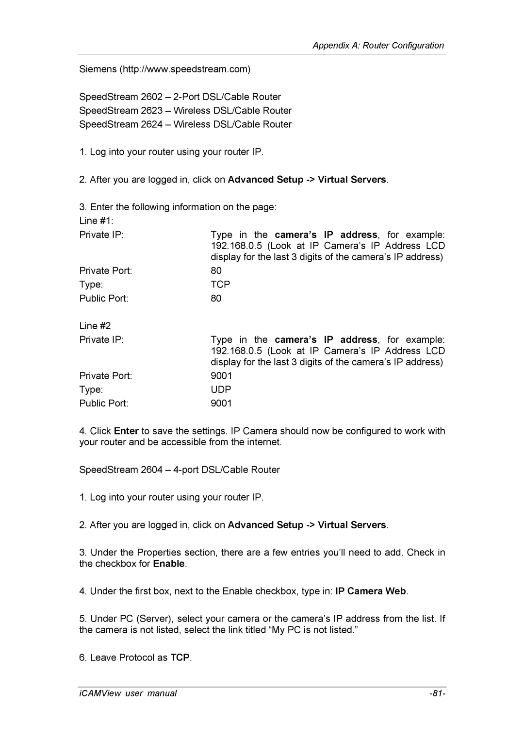 deXlan 050862 user manual Tcp 