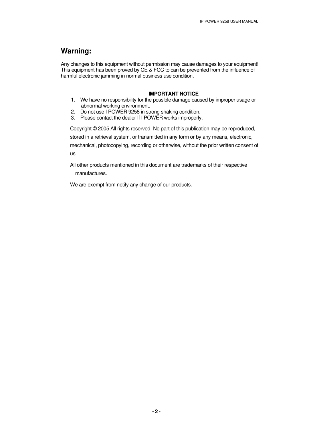 deXlan 068420 user manual Important Notice 