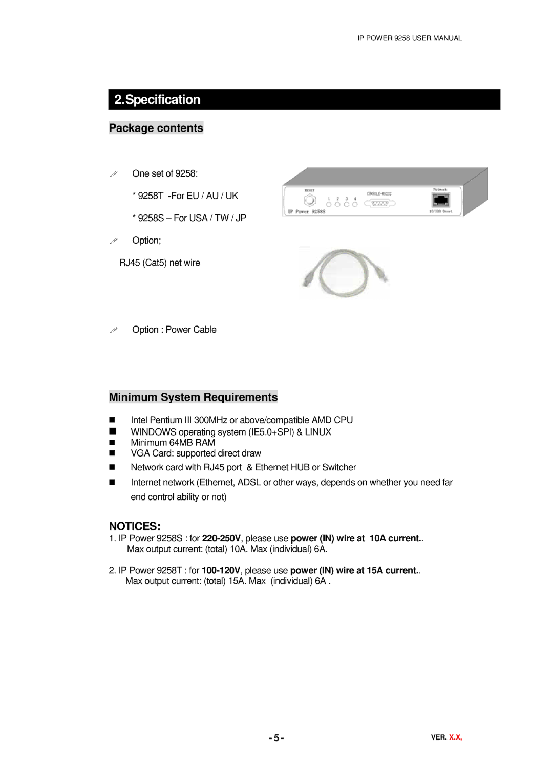 deXlan 068420 user manual Specification, Package contents, Minimum System Requirements 