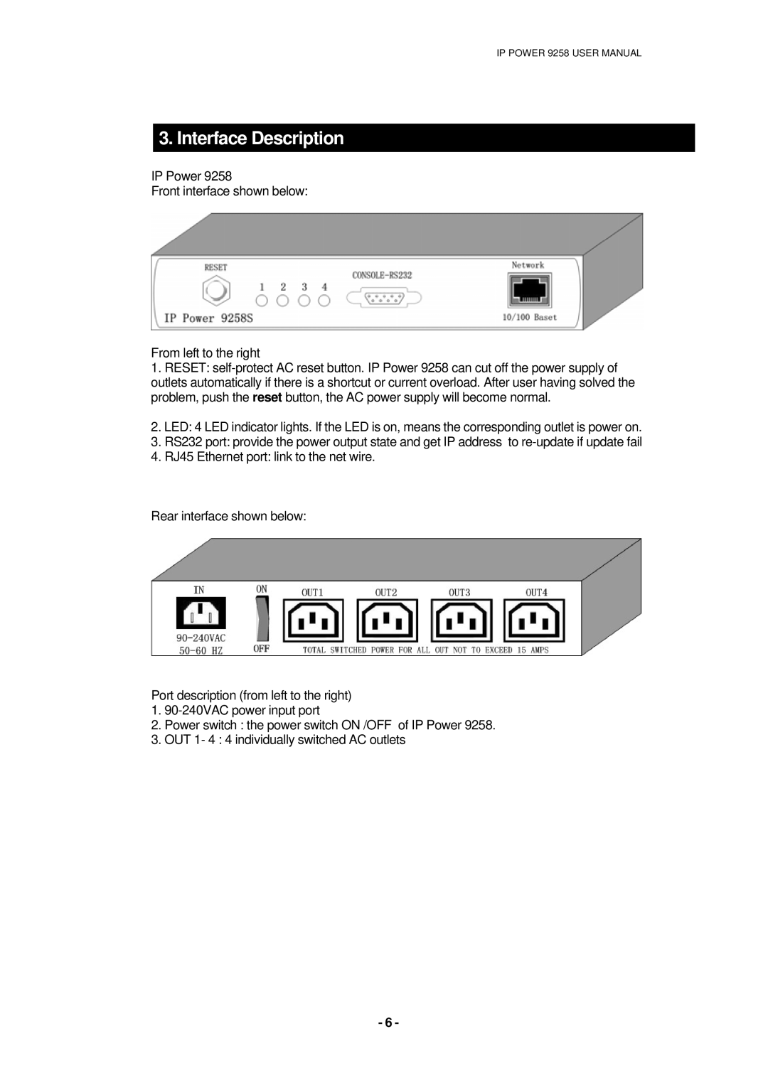 deXlan 068420 user manual Interface Description 