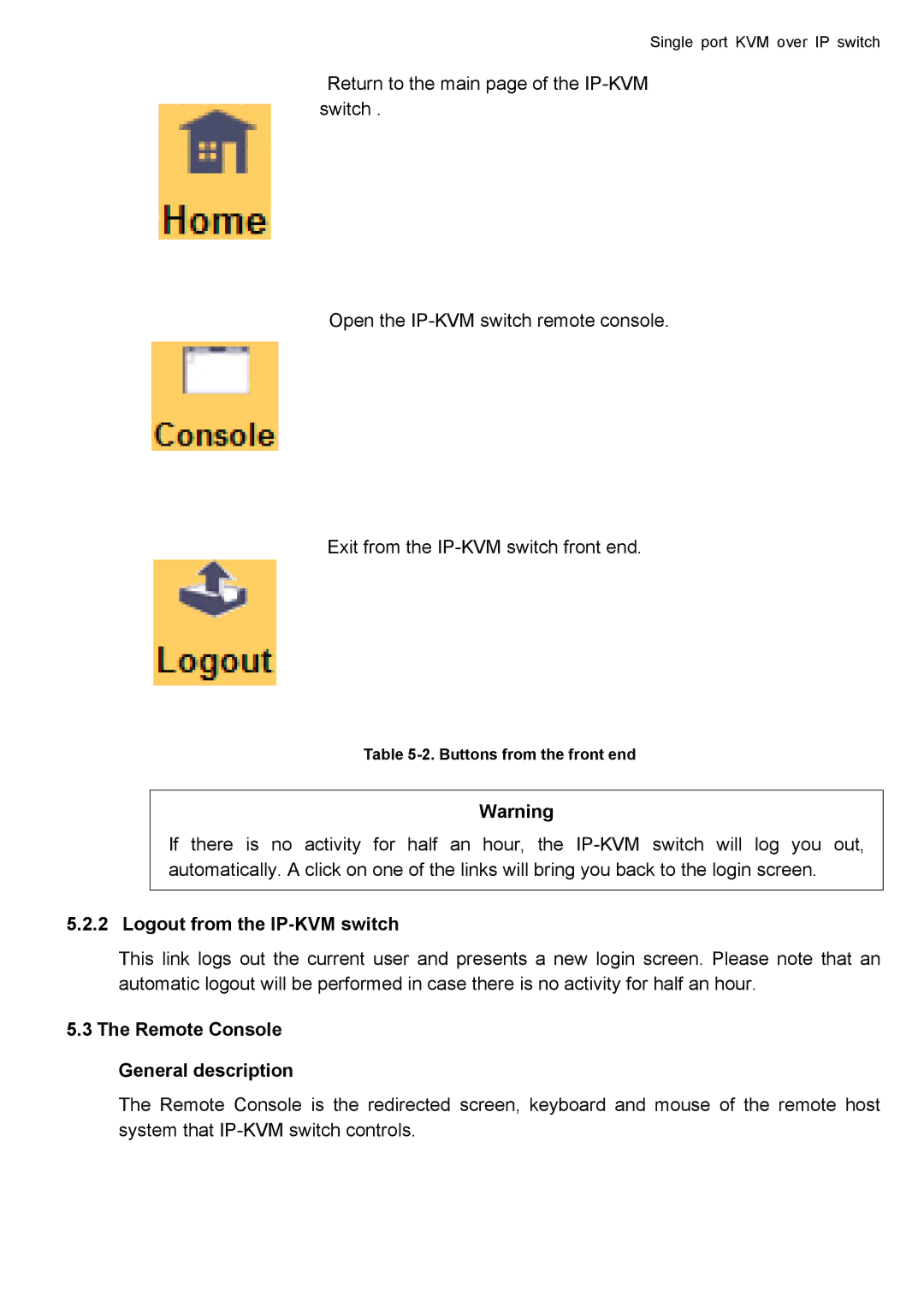 deXlan user manual Logout from the IP-KVM switch, Remote Console General description 