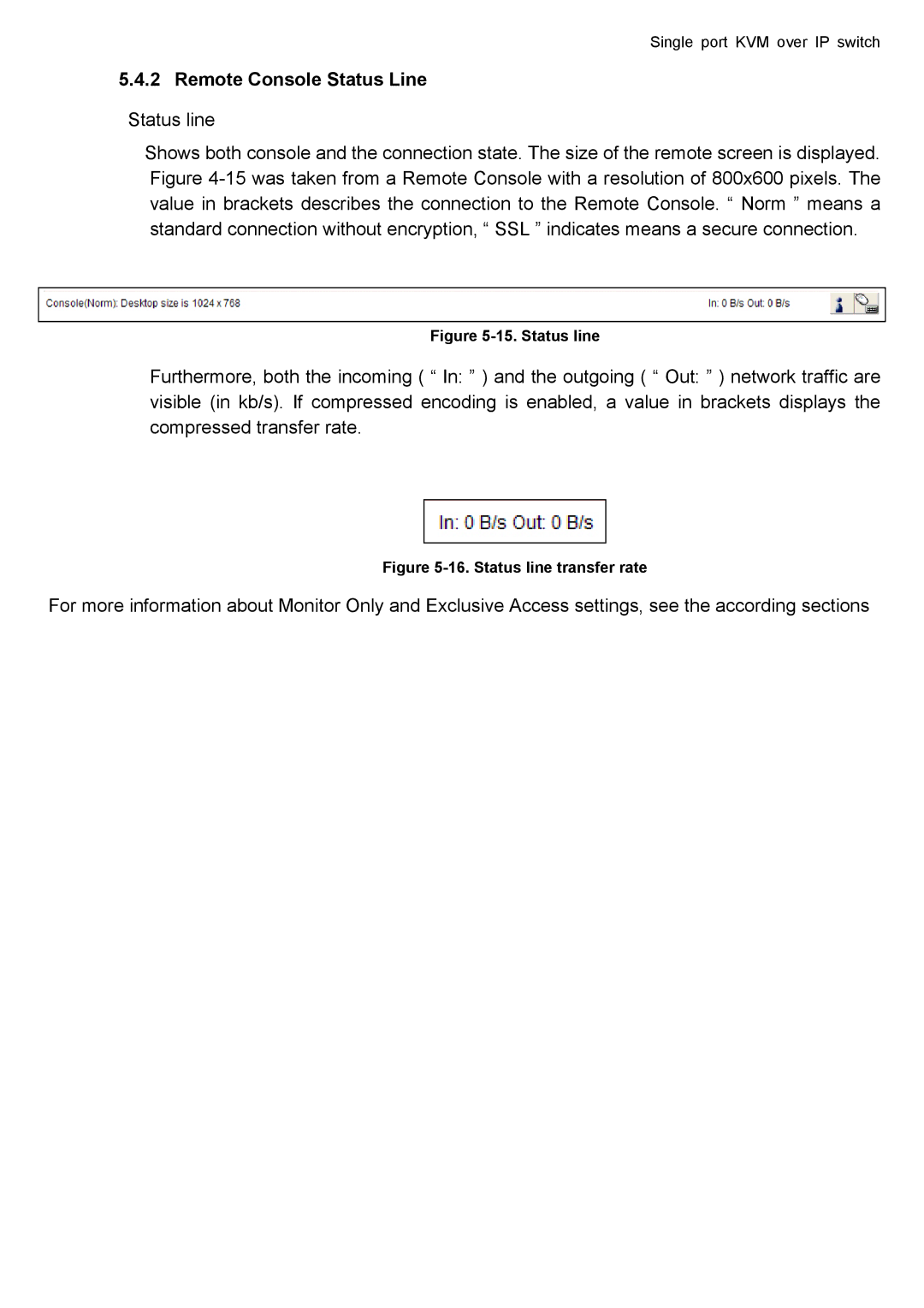 deXlan IP-KVM user manual Remote Console Status Line, Status line 