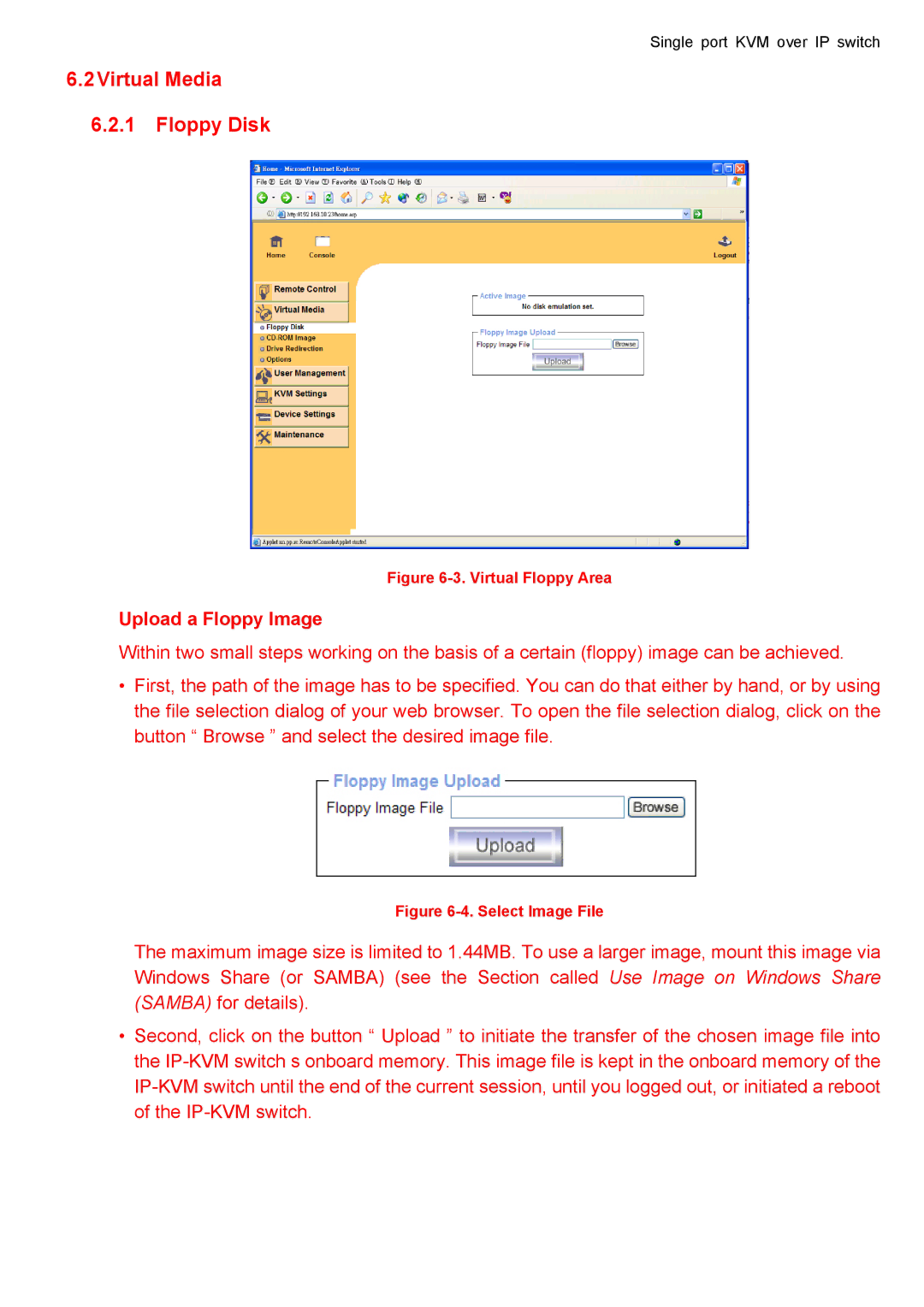 deXlan IP-KVM user manual Virtual Media Floppy Disk 