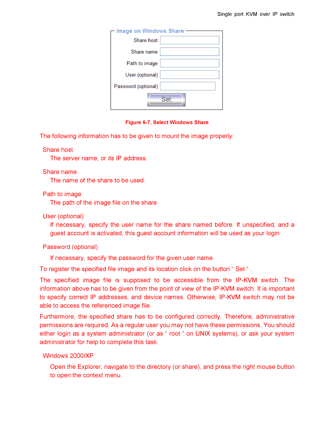 deXlan IP-KVM user manual Select Windows Share 