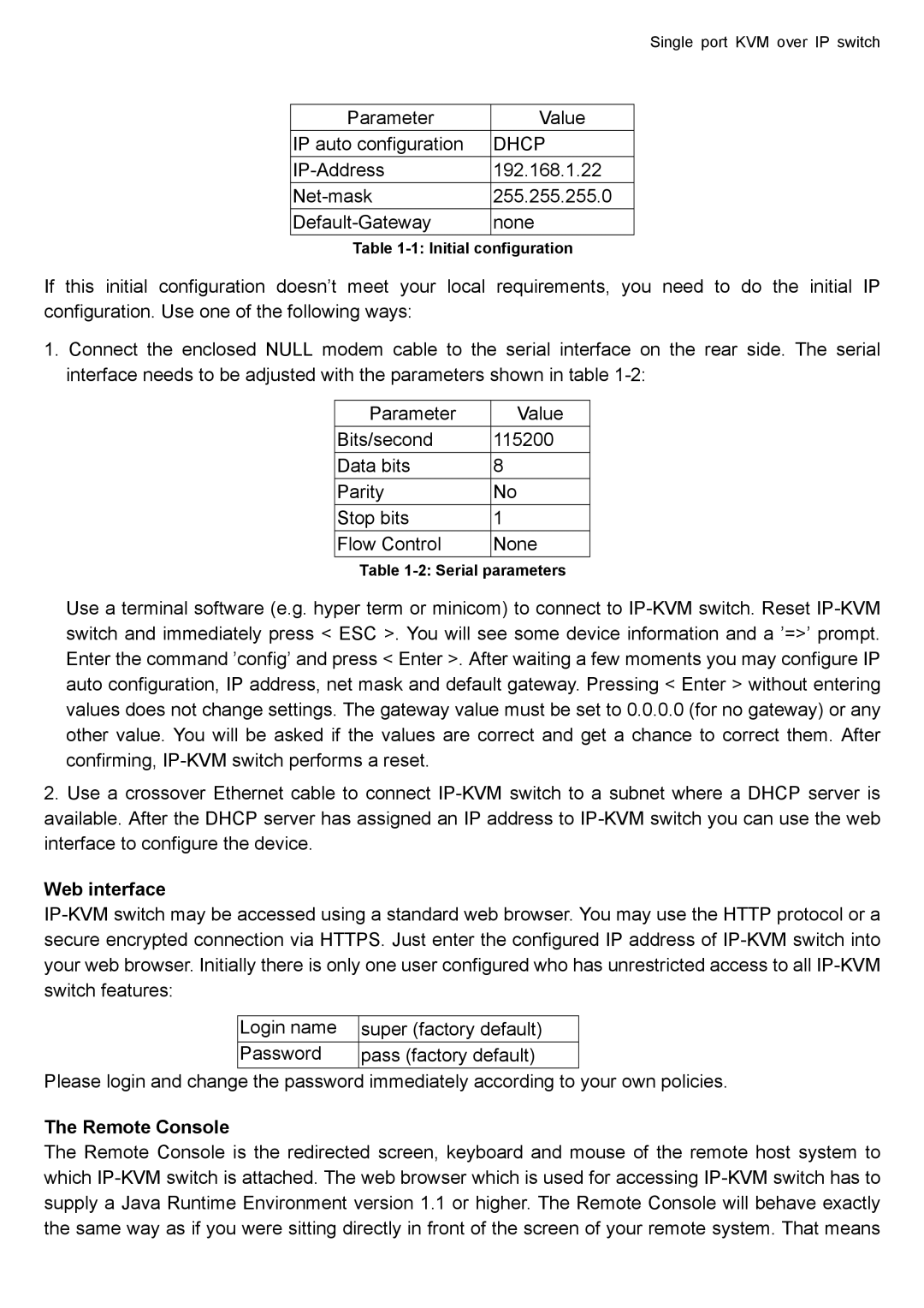 deXlan IP-KVM user manual Web interface, Remote Console 