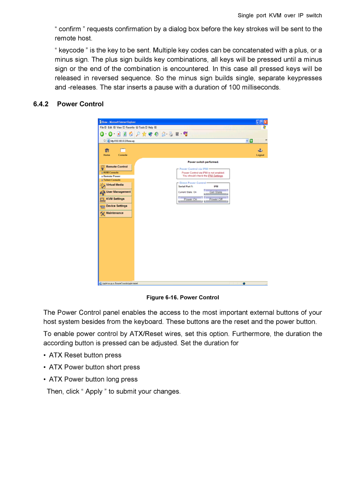 deXlan IP-KVM user manual Power Control 