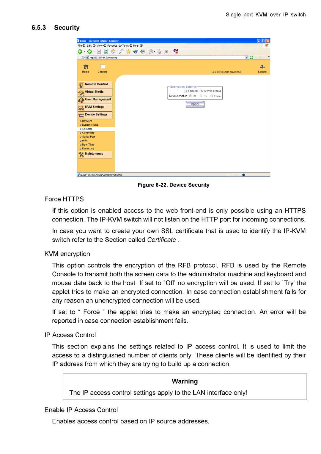 deXlan IP-KVM user manual Device Security 