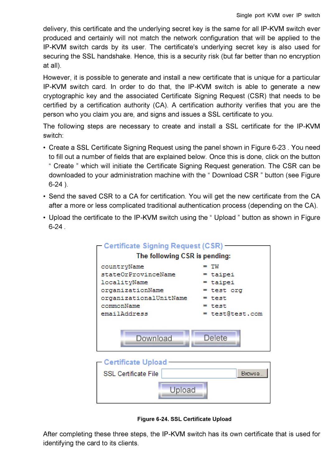 deXlan IP-KVM user manual SSL Certificate Upload 