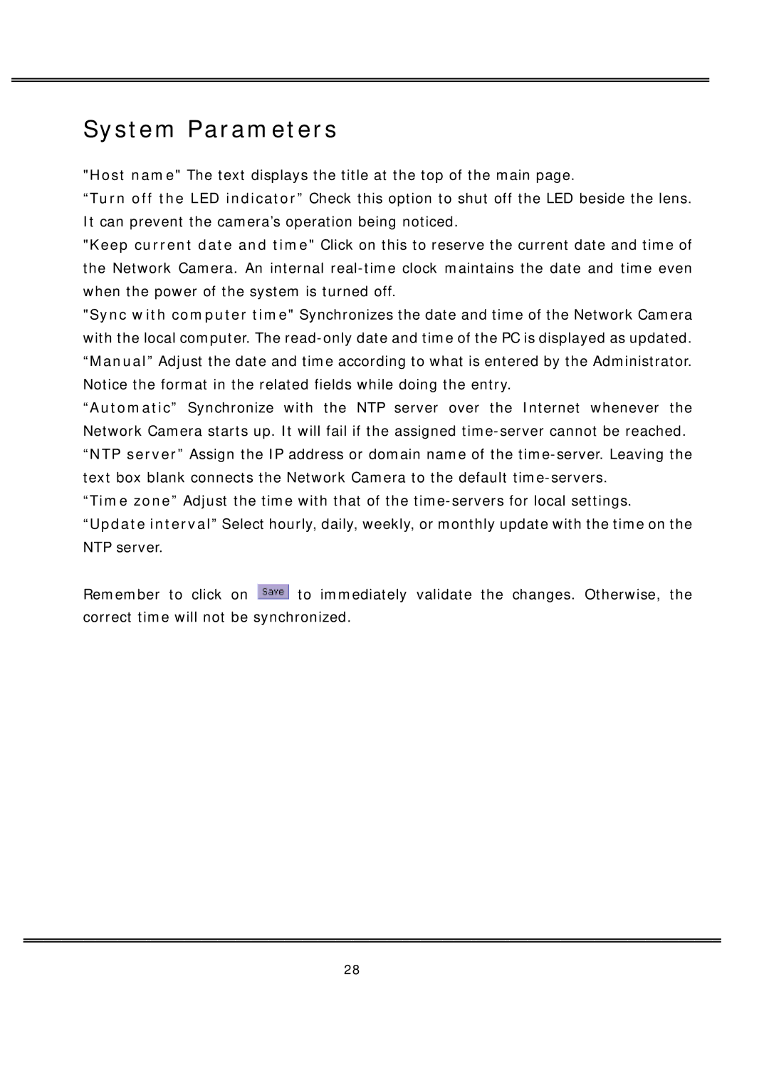 deXlan MPEG4 user manual System Parameters 