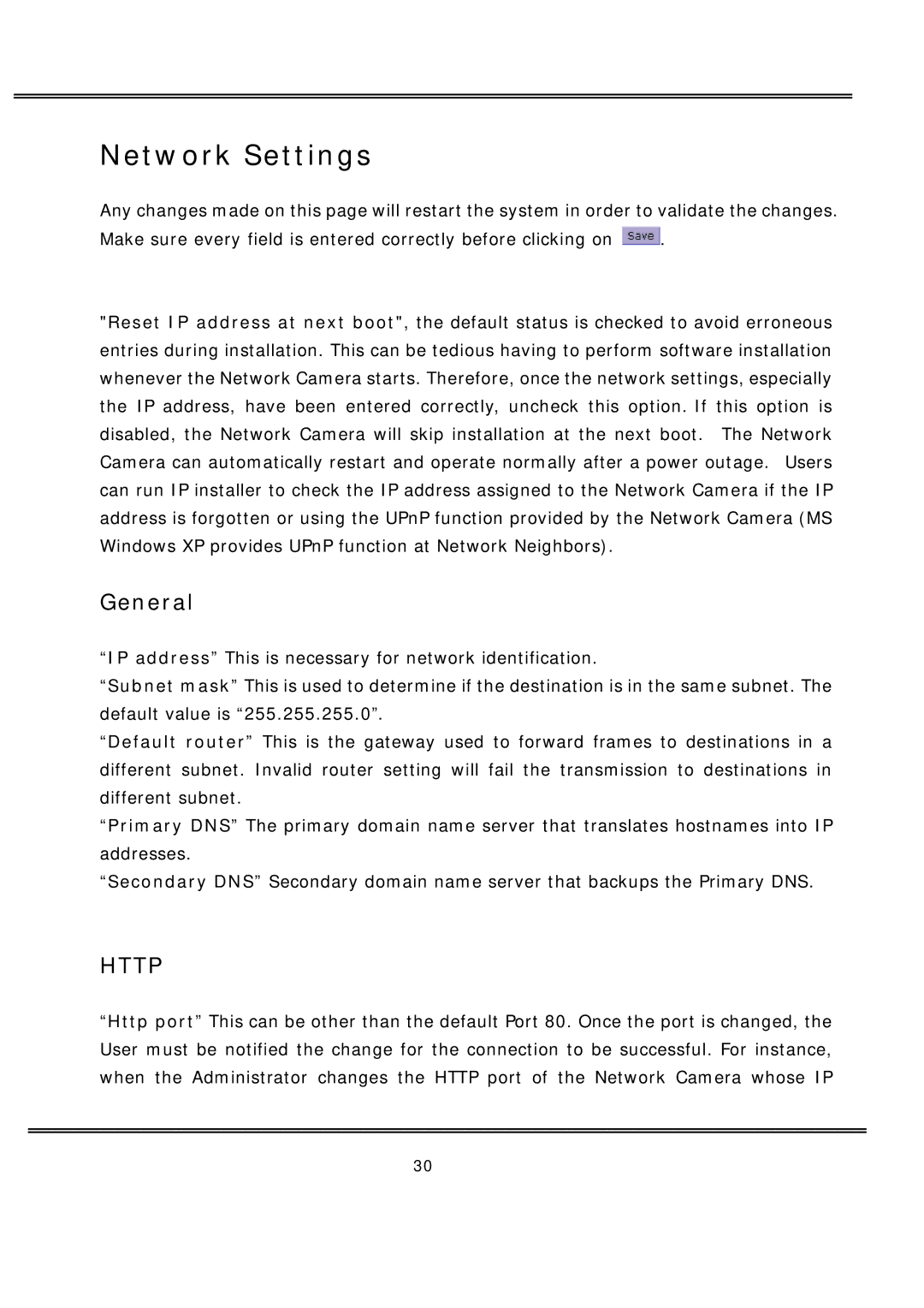 deXlan MPEG4 user manual Network Settings, General 