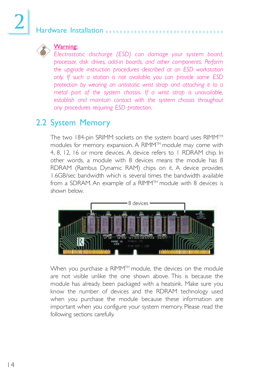 DFI 40800950 manual System Memory 