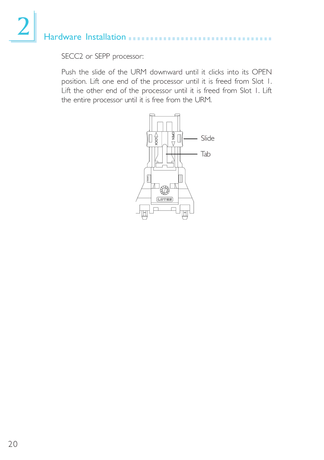 DFI 40800950 manual Slide Tab 