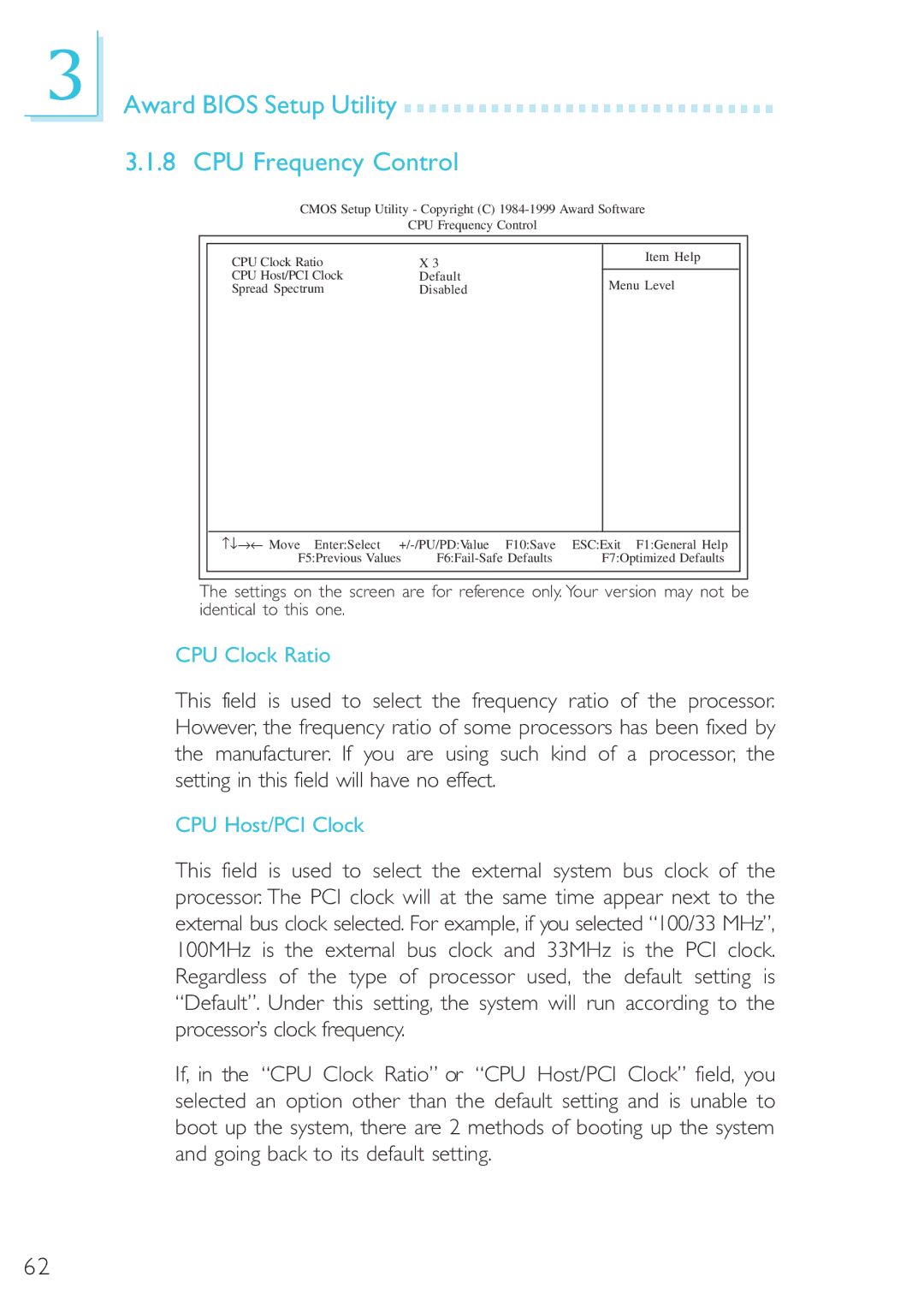 DFI 40800950 manual Award Bios Setup Utility CPU Frequency Control, CPU Clock Ratio, CPU Host/PCI Clock 