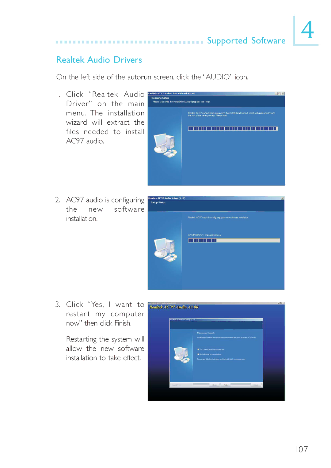 DFI 915GM-MIGF user manual Supported Software Realtek Audio Drivers 