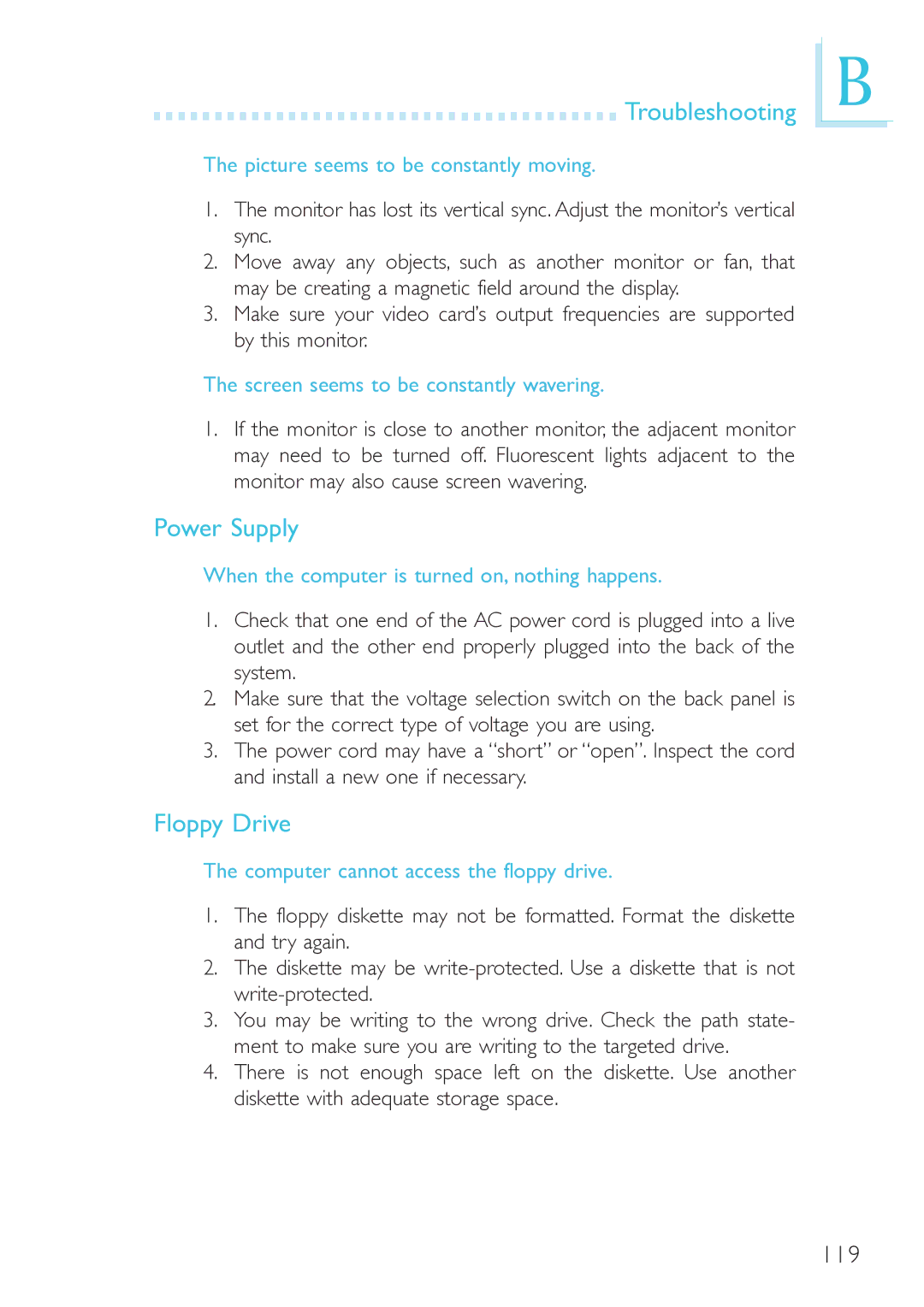 DFI 915GM-MIGF user manual Power Supply, Floppy Drive 