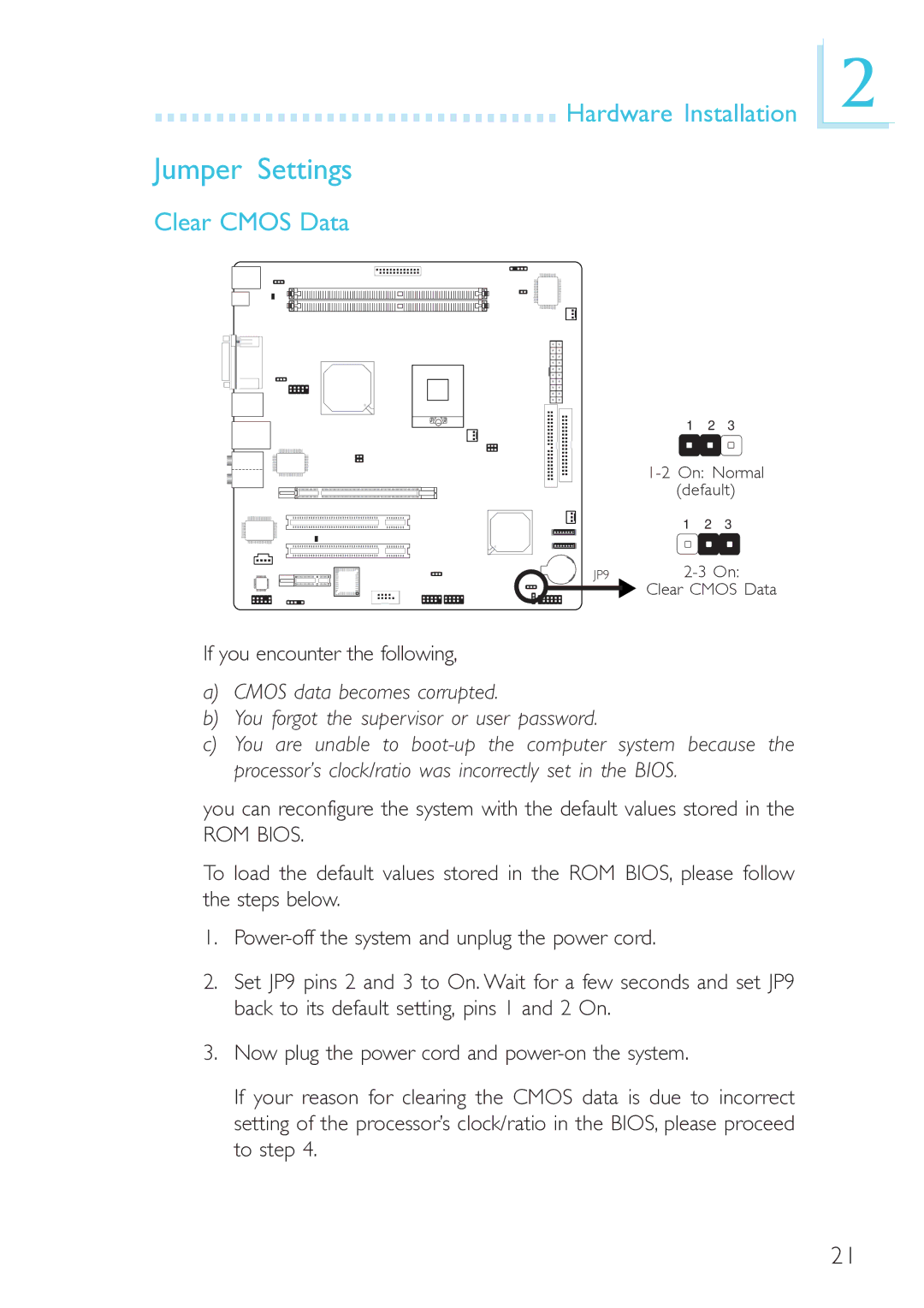 DFI 915GM-MIGF user manual Jumper Settings, Clear Cmos Data, If you encounter the following 