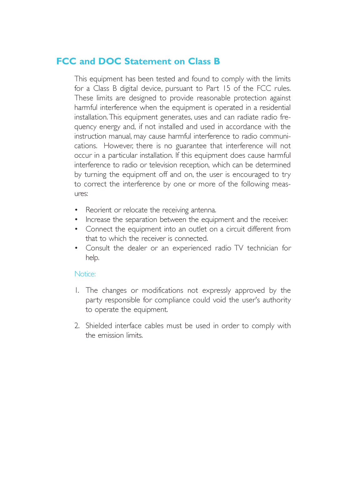 DFI 915GM-MIGF user manual FCC and DOC Statement on Class B 