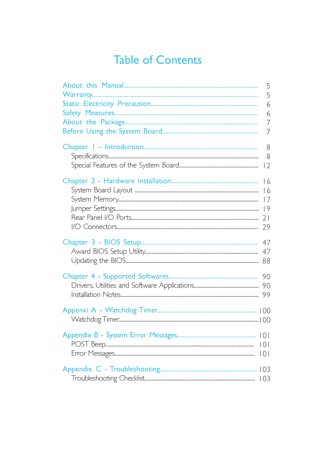 DFI 915GM-MIGF user manual Table of Contents 