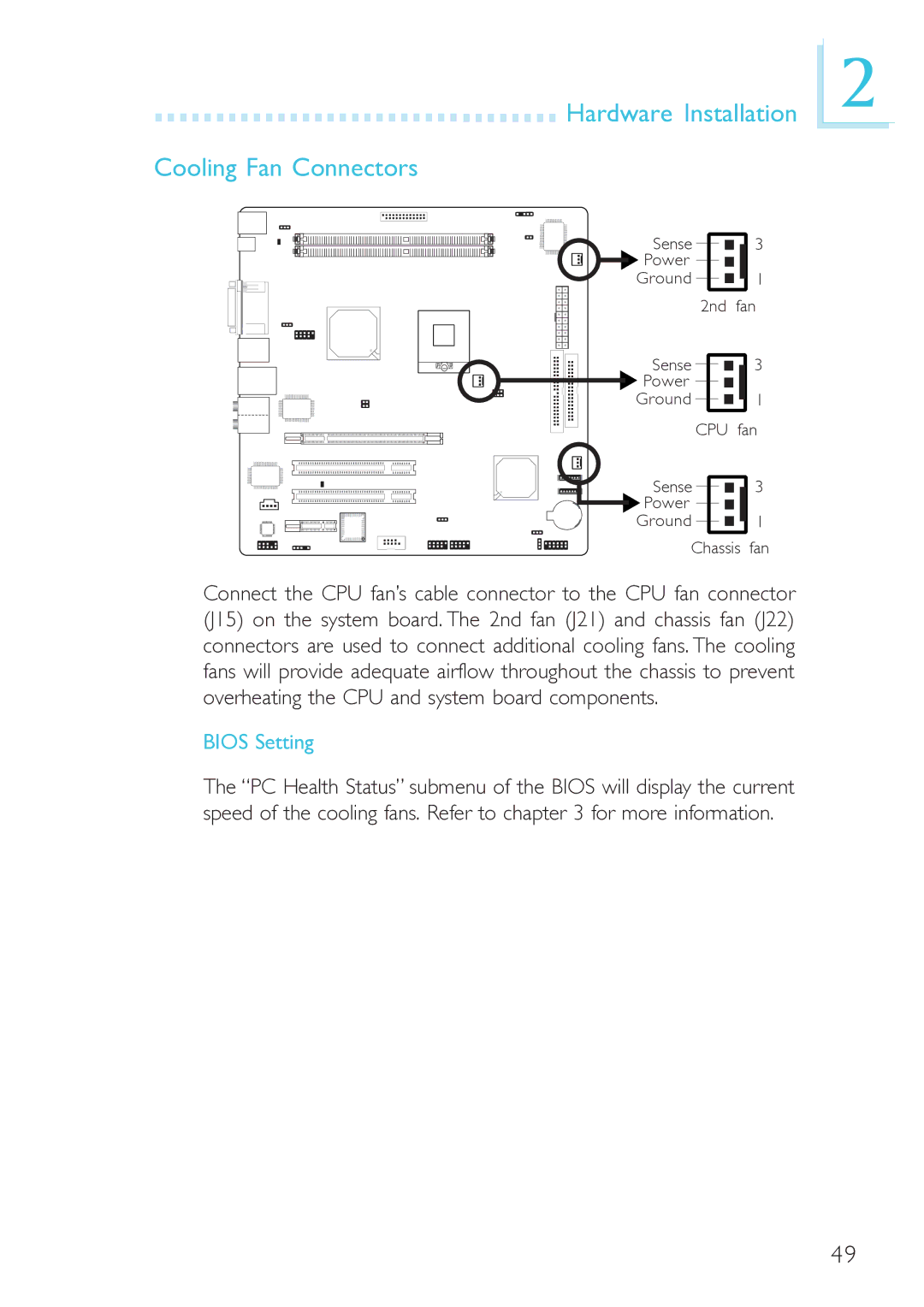 DFI 915GM-MIGF user manual Hardware Installation Cooling Fan Connectors 