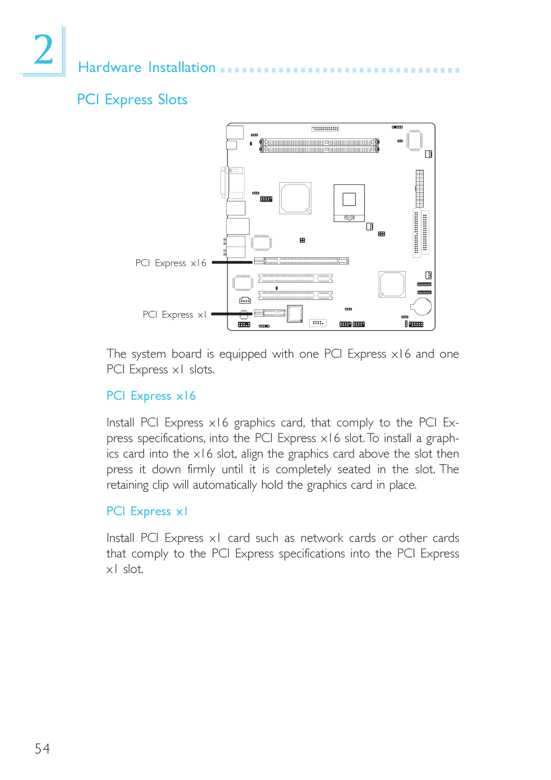 DFI 915GM-MIGF user manual Hardware Installation PCI Express Slots 